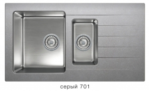 Комбинированная кухонная мойка TOLERO TWIST TTS-890K серая код 101855-701