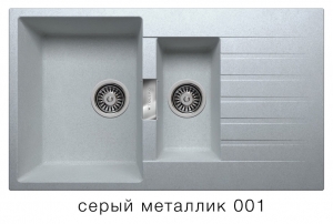 Кварцевая мойка для кухни TOLERO LOFT TL-860 серый металлик код 100464