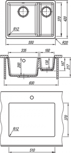 Мойка для кухни Florentina Вега 335/160 антрацит код A001129