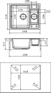 Мойка для кухни Florentina Липси-580K жасмин код A001249